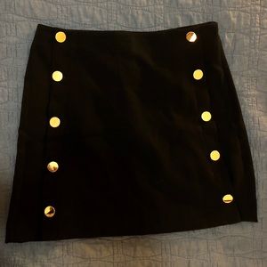 LOFT gold button black skirt